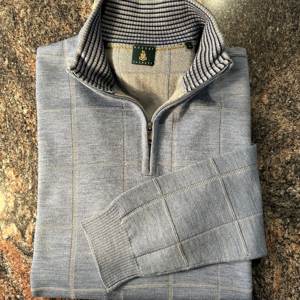 Robert Talbot 100% Merino Wool 1/4" Zip Jumper Mens SZ M
